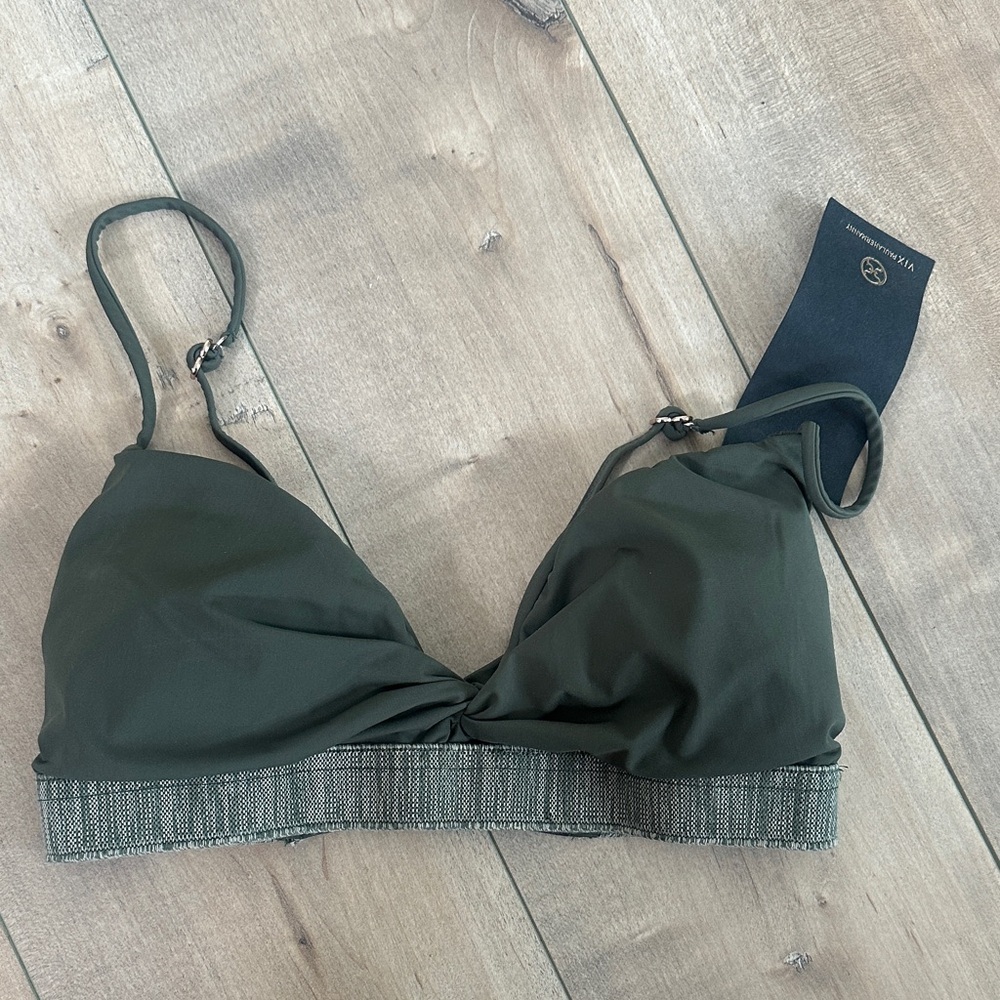 NWT Vix Paula Hermanny Bikini Top Padded Green Beach Swim Sz D (XL)